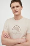 Бавовняна футболка Pepe Jeans Richmond колір бежевий з принтом (3178902)