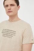 Футболка з домішкою льону Pepe Jeans Ricci колір бежевий з принтом