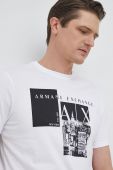 Бавовняна футболка Armani Exchange колір білий візерунок (2949005)