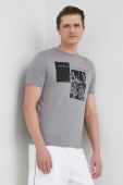 Бавовняна футболка Armani Exchange колір сірий візерунок