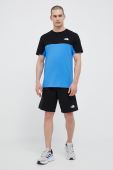 Бавовняна футболка The North Face візерунок колір блакитний