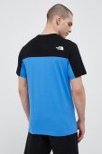 Бавовняна футболка The North Face візерунок колір блакитний