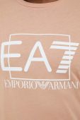 Бавовняна футболка EA7 Emporio Armani колір коричневий з принтом