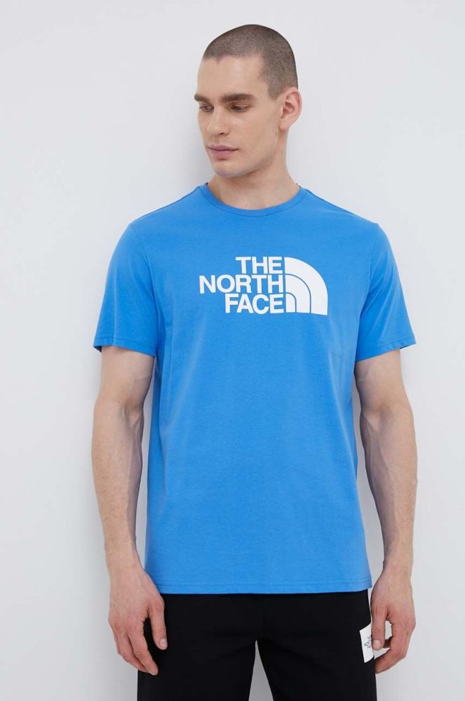 Бавовняна футболка The North Face з принтом колір блакитний (3222471)