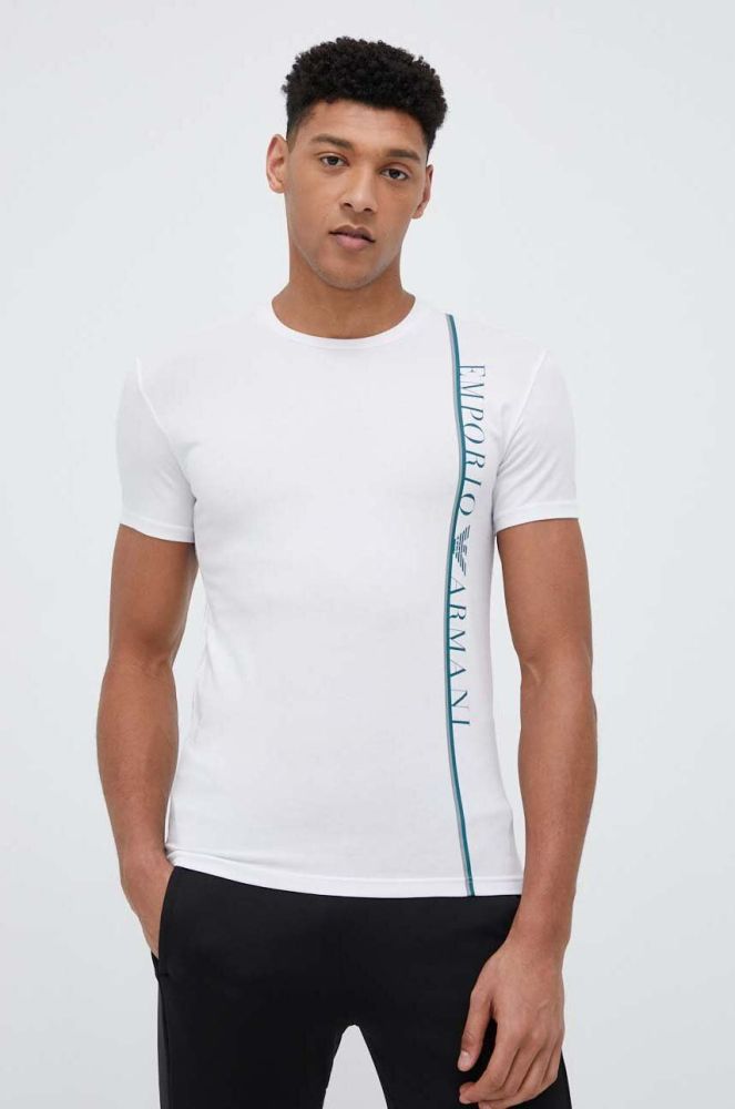 Футболка лаунж Emporio Armani Underwear колір білий візерунок