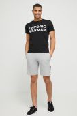 Бавовняна піжамна футболка Emporio Armani Underwear колір чорний візерунок