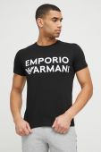 Бавовняна піжамна футболка Emporio Armani Underwear колір чорний візерунок
