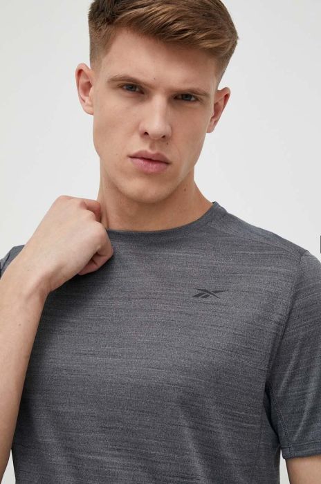 Тренувальна футболка Reebok колір сірий меланж