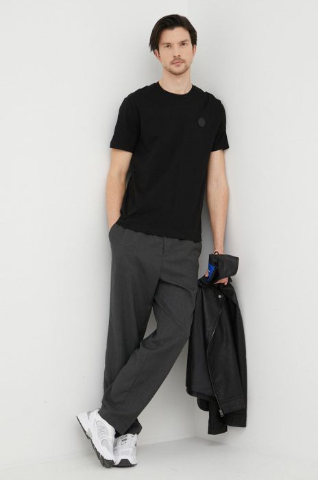 Бавовняна футболка Trussardi колір чорний однотонний