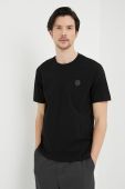 Бавовняна футболка Trussardi колір чорний однотонний