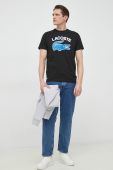 Бавовняна футболка Lacoste колір чорний з принтом (3029475)