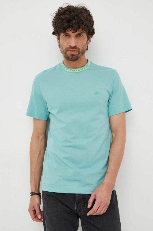 Футболка Lacoste чоловічий з аплікацією колір зелений