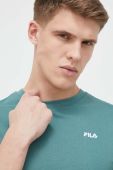 Бавовняна футболка Fila колір зелений однотонний