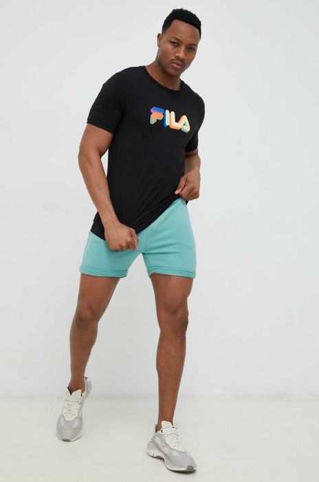 Бавовняна футболка Fila колір чорний візерунок