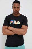 Бавовняна футболка Fila колір чорний візерунок