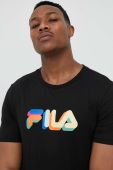 Бавовняна футболка Fila колір чорний візерунок