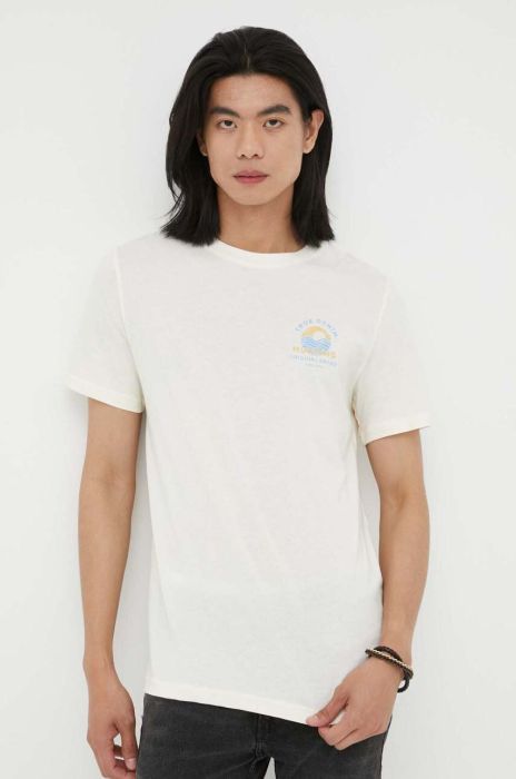 Бавовняна футболка Mustang колір бежевий з принтом (3320537)