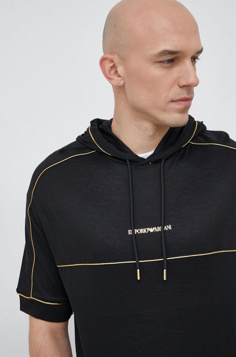 Футболка Emporio Armani чоловічий колір чорний з принтом