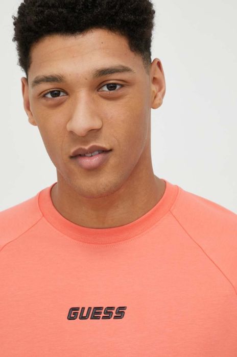 Футболка Guess чоловічий колір помаранчевий з принтом (2986038)