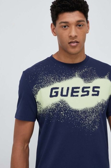 Футболка Guess чоловічий колір синій візерунок