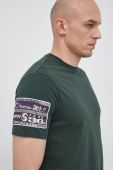Бавовняна футболка Guess колір зелений з принтом (3091982)