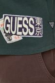 Бавовняна футболка Guess колір зелений з принтом (3091982)