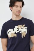 Бавовняна футболка Guess колір синій з принтом (3062979)