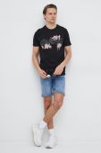 Бавовняна футболка Guess колір чорний з принтом (3062987)