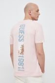 Бавовняна футболка Guess колір рожевий з принтом (3075996)