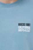 Бавовняна футболка Guess з принтом колір блакитний (3076001)