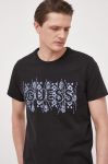 Бавовняна футболка Guess колір чорний з аплікацією (3182361)