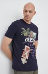 Бавовняна футболка Guess колір синій з принтом (3091943)