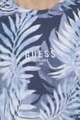 Бавовняна футболка Guess візерунок колір блакитний