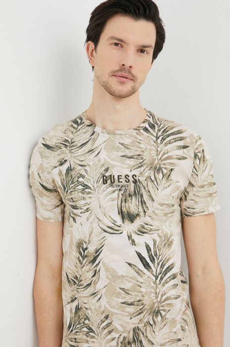 Бавовняна футболка Guess колір зелений візерунок (3221605)