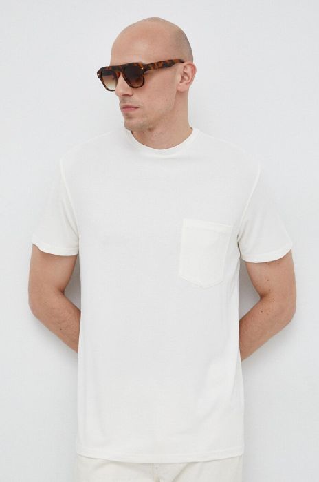 Футболка Guess чоловічий колір бежевий однотонний (3091948)