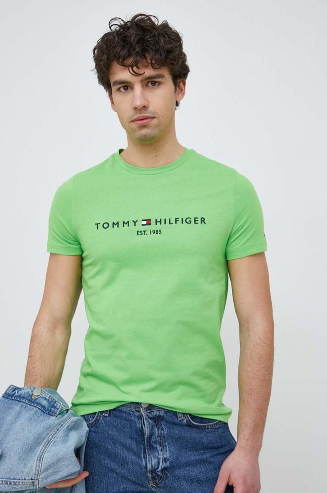 Бавовняна футболка Tommy Hilfiger колір зелений візерунок