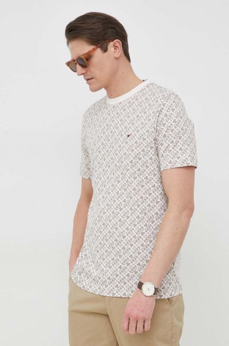 Бавовняна футболка Tommy Hilfiger колір бежевий візерунок