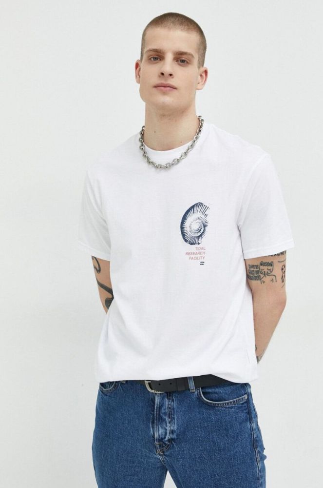 Бавовняна футболка Billabong колір білий з принтом (3047386) фото 3