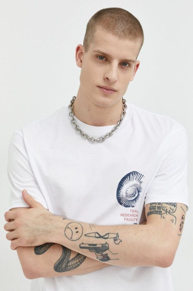 Бавовняна футболка Billabong колір білий з принтом (3047386) фото 4
