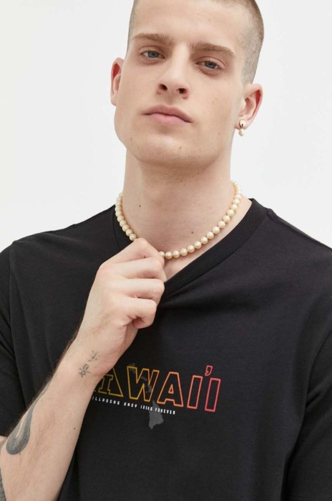 Бавовняна футболка Billabong колір чорний з принтом (3249117) фото 4