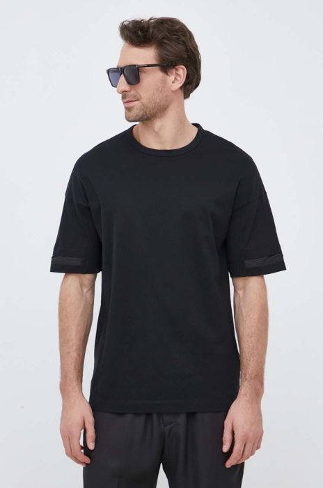Бавовняна футболка Sisley колір чорний однотонний (3152106)