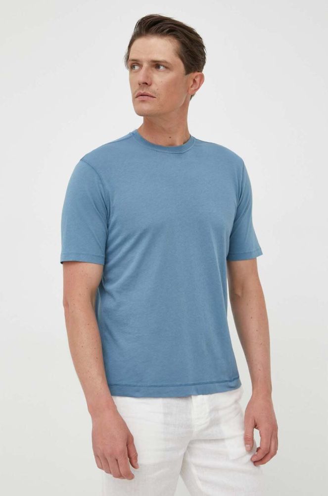 Бавовняна футболка Sisley однотонний колір блакитний