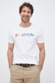 Бавовняна футболка United Colors of Benetton колір білий з принтом (3154692)