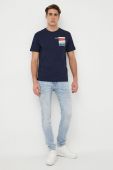 Бавовняна футболка United Colors of Benetton колір синій з принтом (3189113)