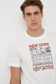Бавовняна футболка United Colors of Benetton колір білий з принтом (3189140)