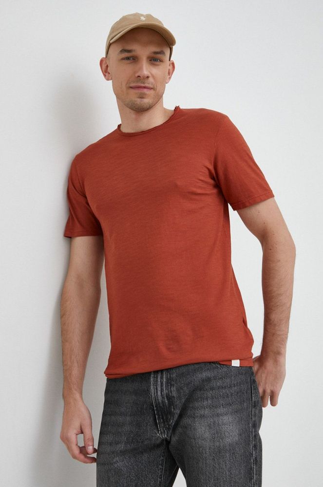Бавовняна футболка United Colors of Benetton колір коричневий однотонний (2937236)