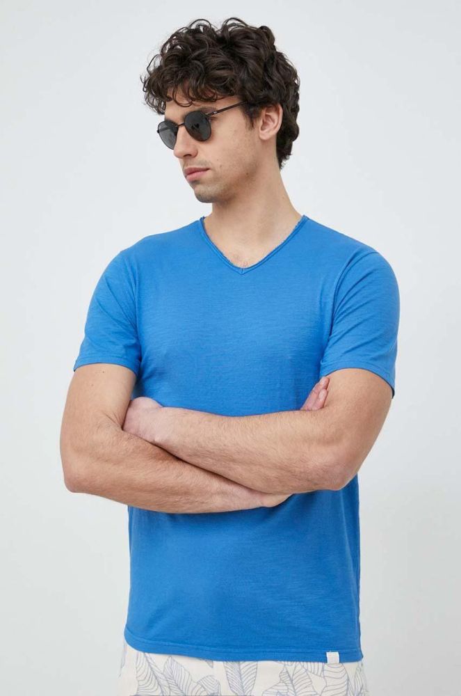 Бавовняна футболка United Colors of Benetton однотонний колір блакитний (3062992)