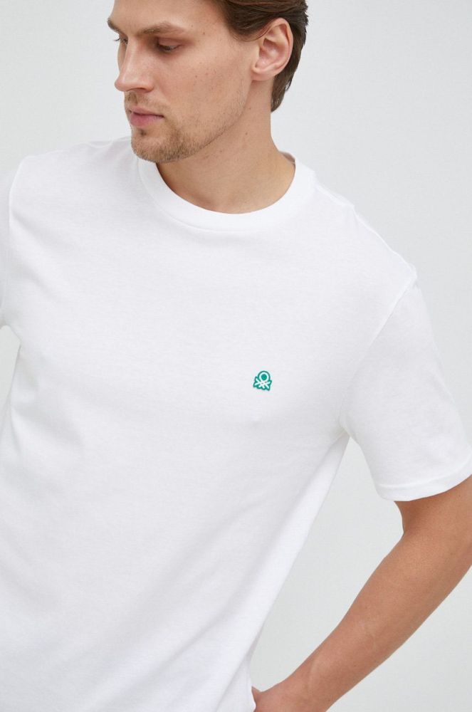 Бавовняна футболка United Colors of Benetton колір білий однотонний (2926556)