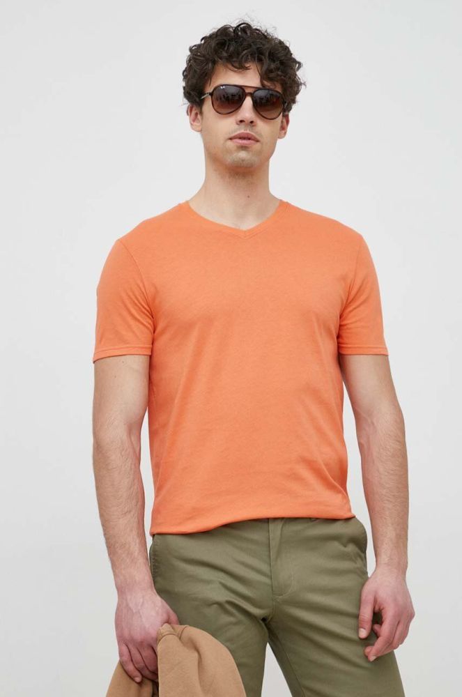 Бавовняна футболка United Colors of Benetton колір помаранчевий однотонний (3059031)