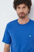 Бавовняна футболка United Colors of Benetton однотонний колір блакитний (3137628)